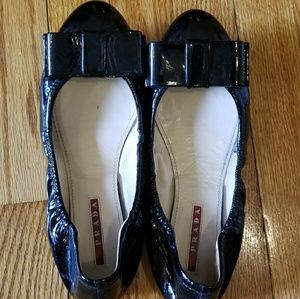 Prada black patent flats size 37 1/2
